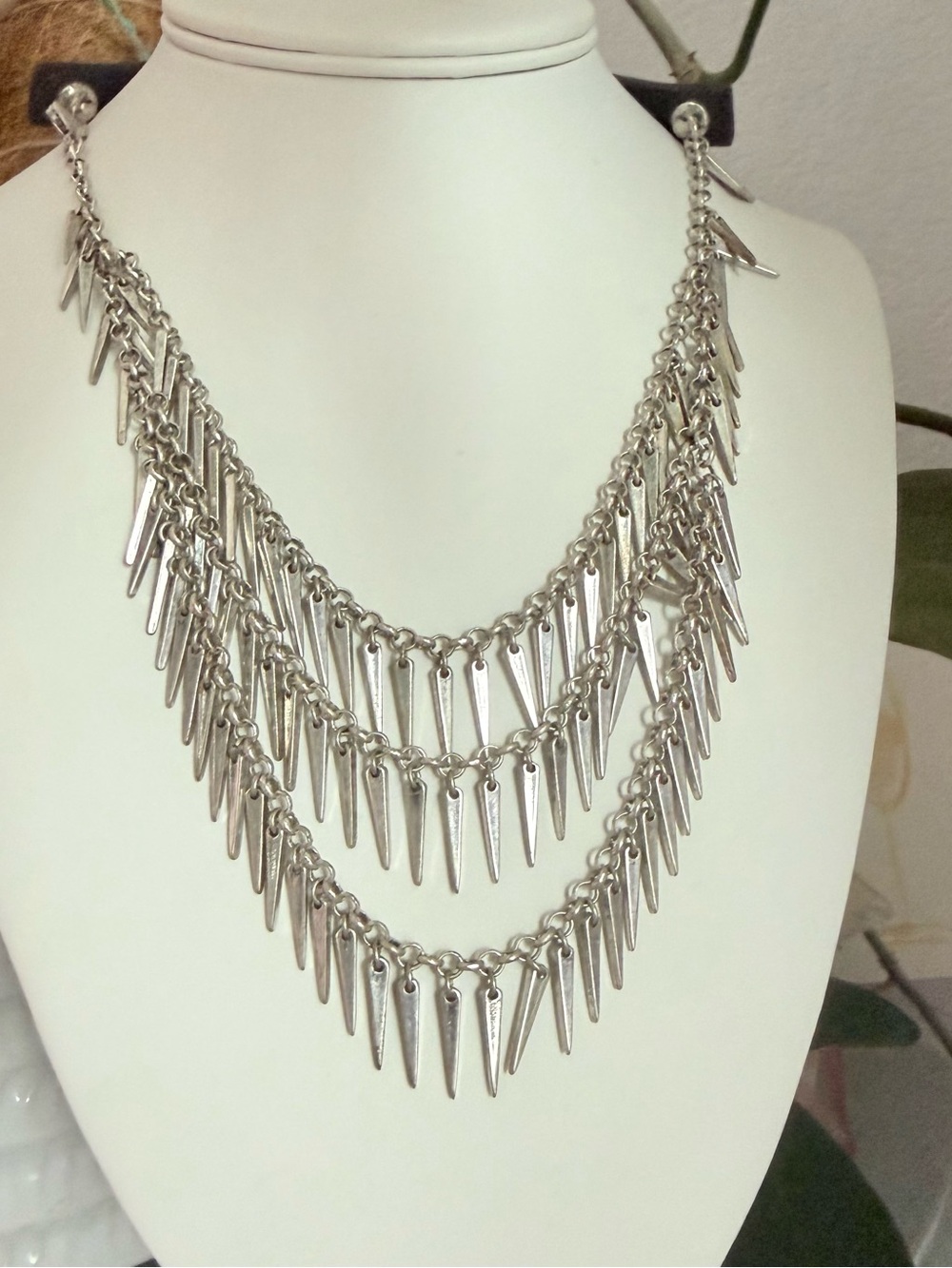 Jenny Bird Silver Triple-Layer Spike Necklace - Picture 2 of 8
